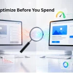 Landing page audit showing website optimization, UX improvements, conversion rate optimization, SEO checks, and performance analysis before running Google Ads campaigns.