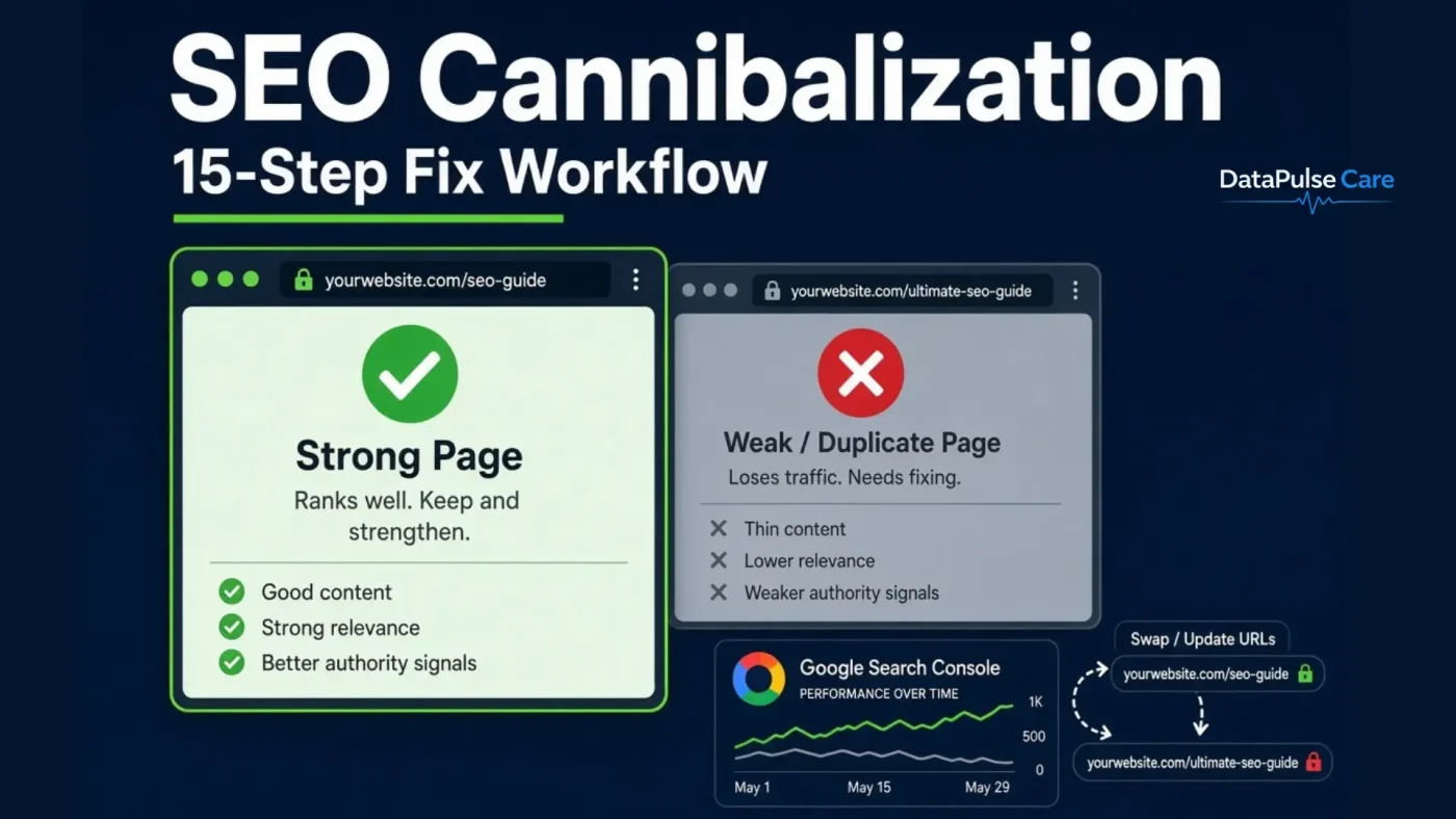 SEO cannibalization 15-step fix workflow